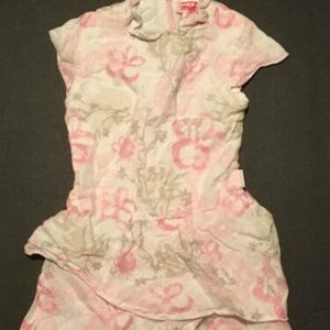 MIRTILLO Girls' Italian Boutique Linen Layered Floral Dress ~ Sz 3T